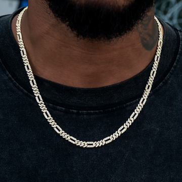 Diamond Figaro Chain in Yellow Gold