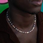 Multicolor Mixed Oval Cut Tennis Tonal Brown Stones Chain