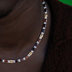 Multicolor Mixed Oval Cut Tennis Tonal Brown Stones Chain