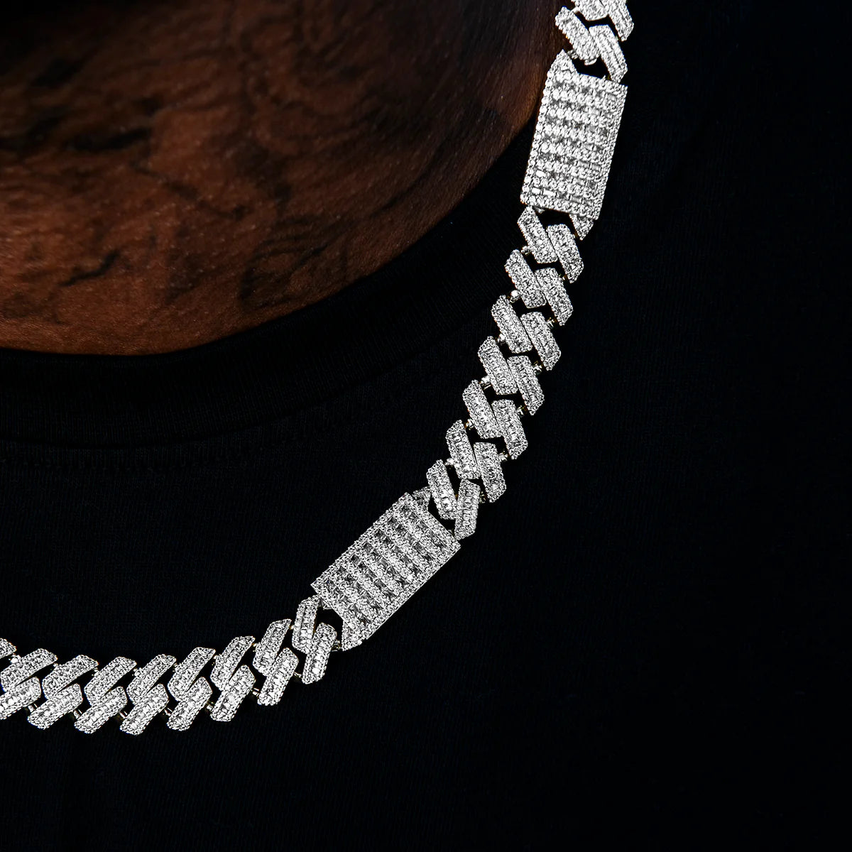 Diamond Baguette Station Chain